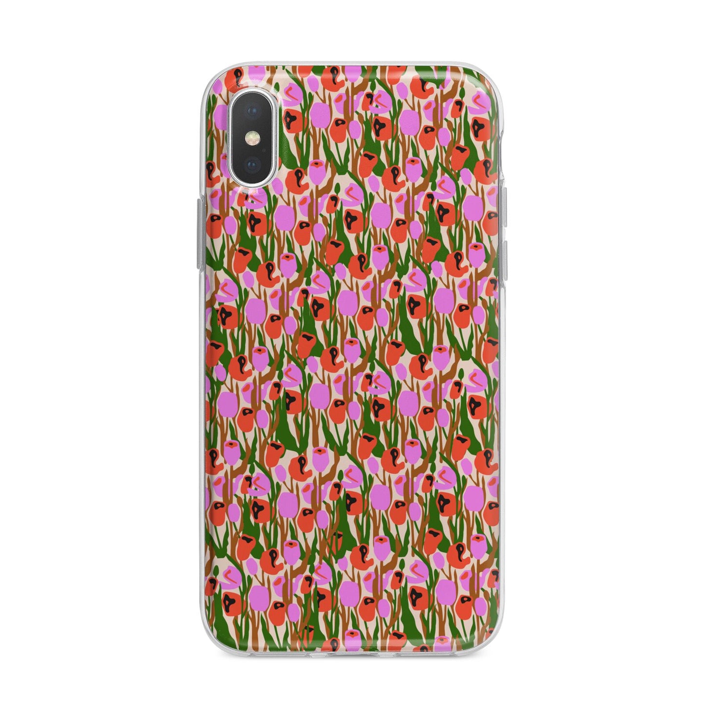 Floral iPhone X Bumper Case on Silver iPhone Alternative Image 1