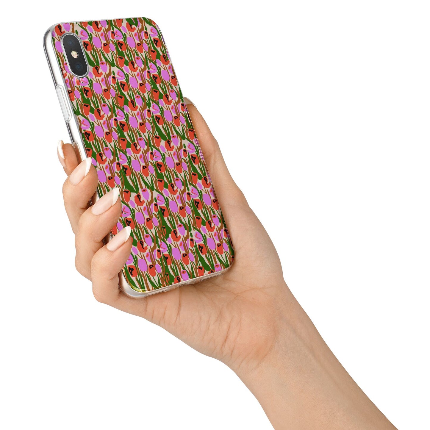 Floral iPhone X Bumper Case on Silver iPhone Alternative Image 2