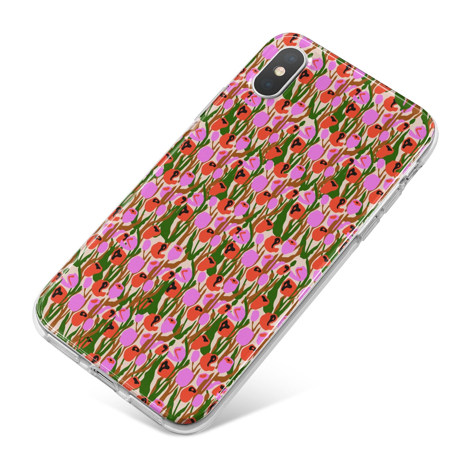 Floral iPhone X Bumper Case on Silver iPhone