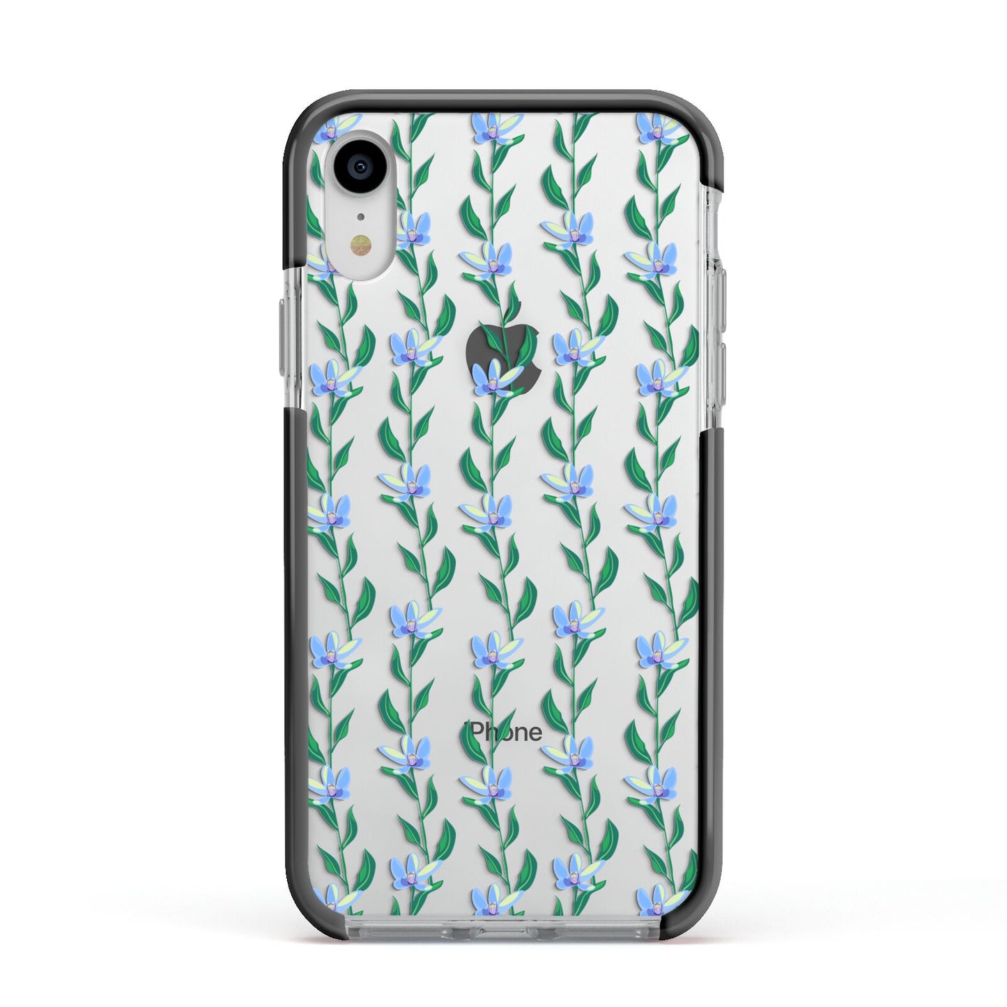 Flower Chain Apple iPhone XR Impact Case Black Edge on Silver Phone