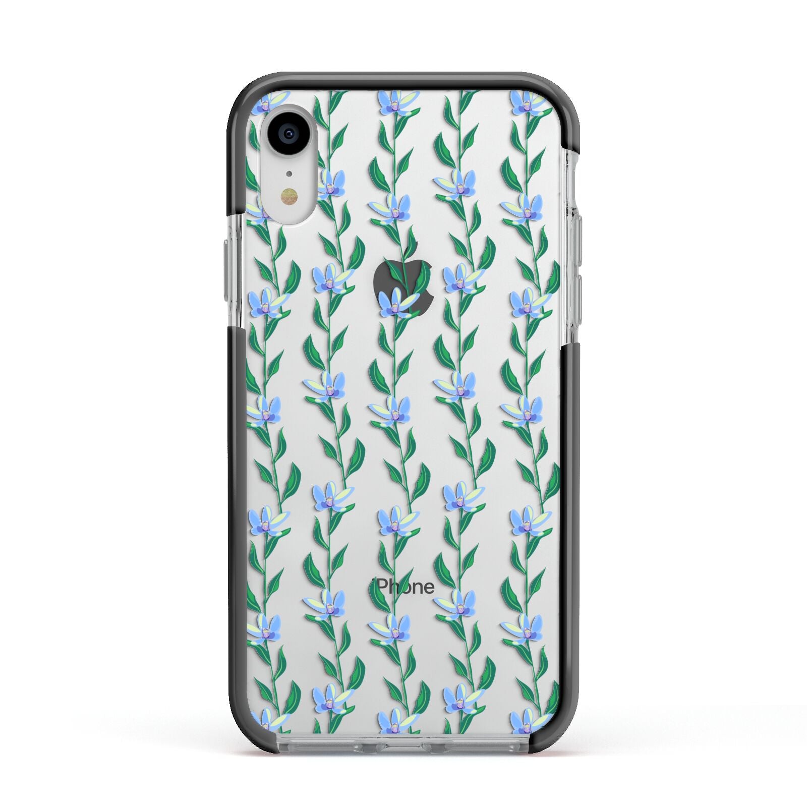 Flower Chain Apple iPhone XR Impact Case Black Edge on Silver Phone