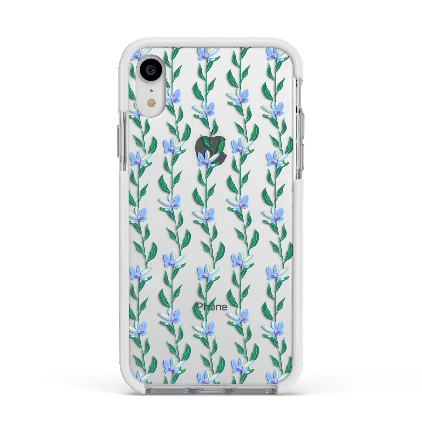 Flower Chain Apple iPhone XR Impact Case White Edge on Silver Phone