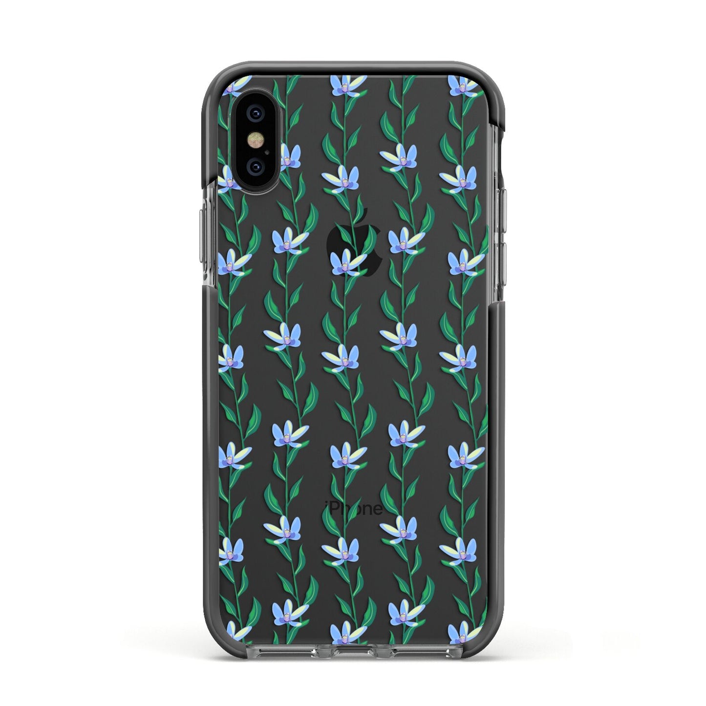 Flower Chain Apple iPhone Xs Impact Case Black Edge on Black Phone