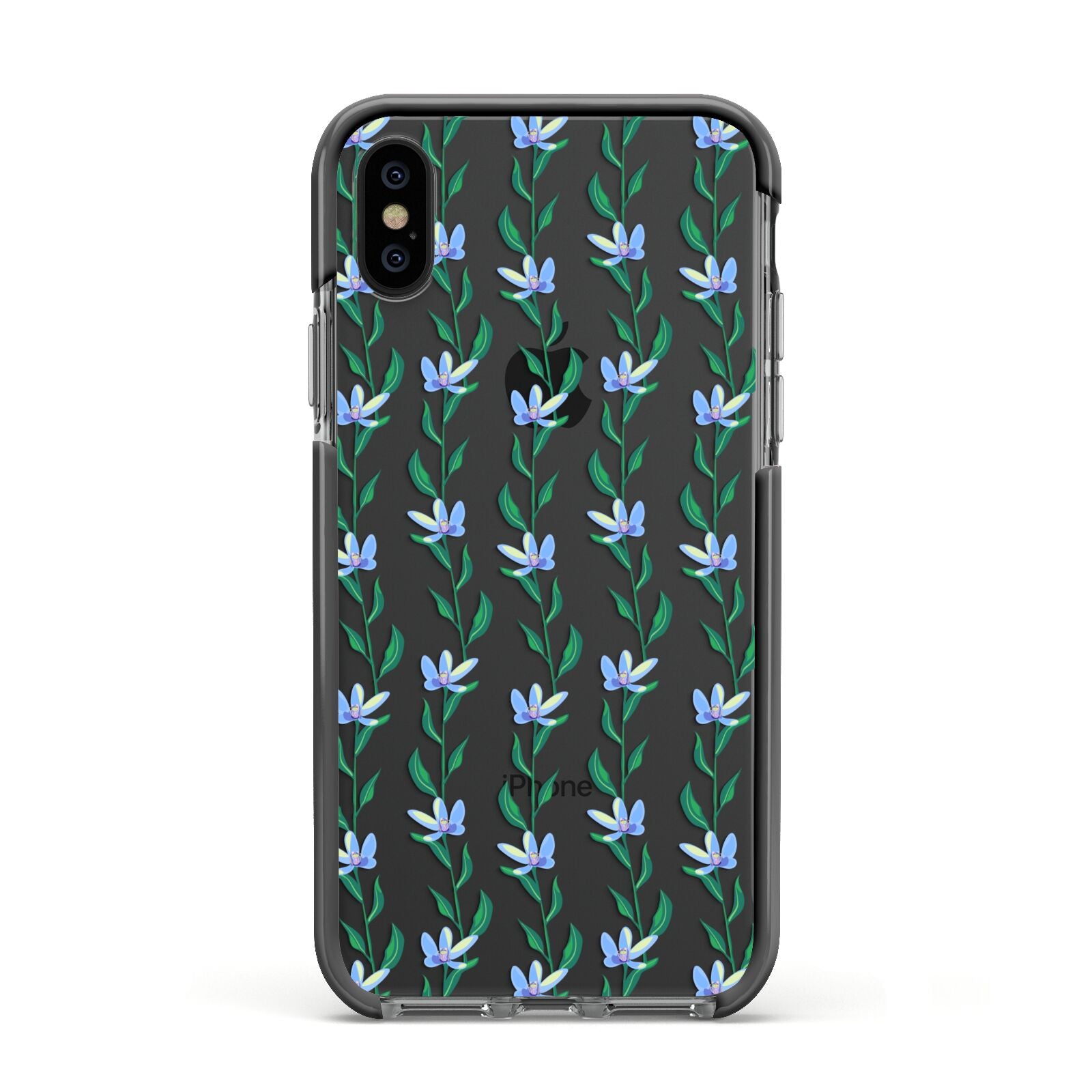 Flower Chain Apple iPhone Xs Impact Case Black Edge on Black Phone