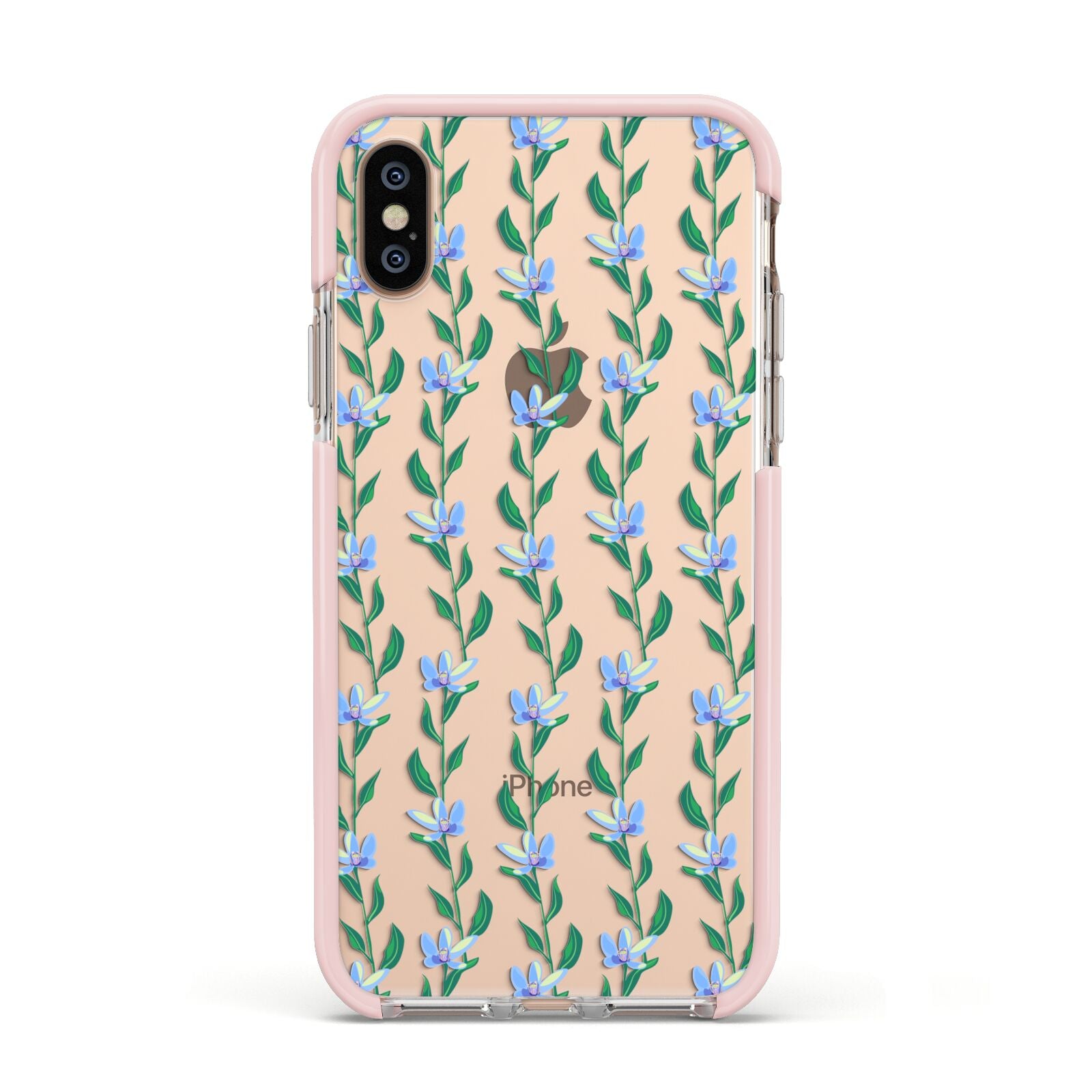 Flower Chain Apple iPhone Xs Impact Case Pink Edge on Gold Phone