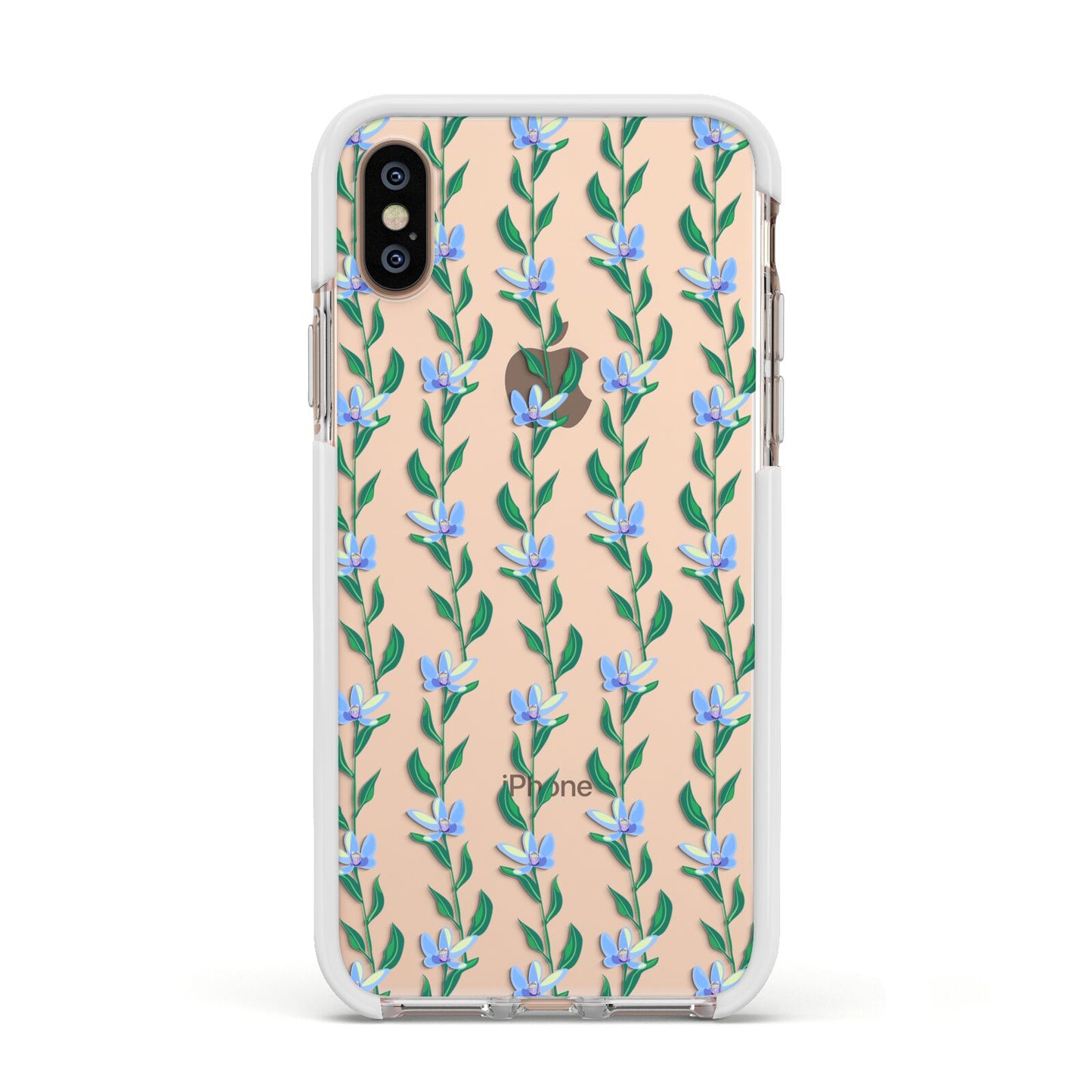 Flower Chain Apple iPhone Xs Impact Case White Edge on Gold Phone