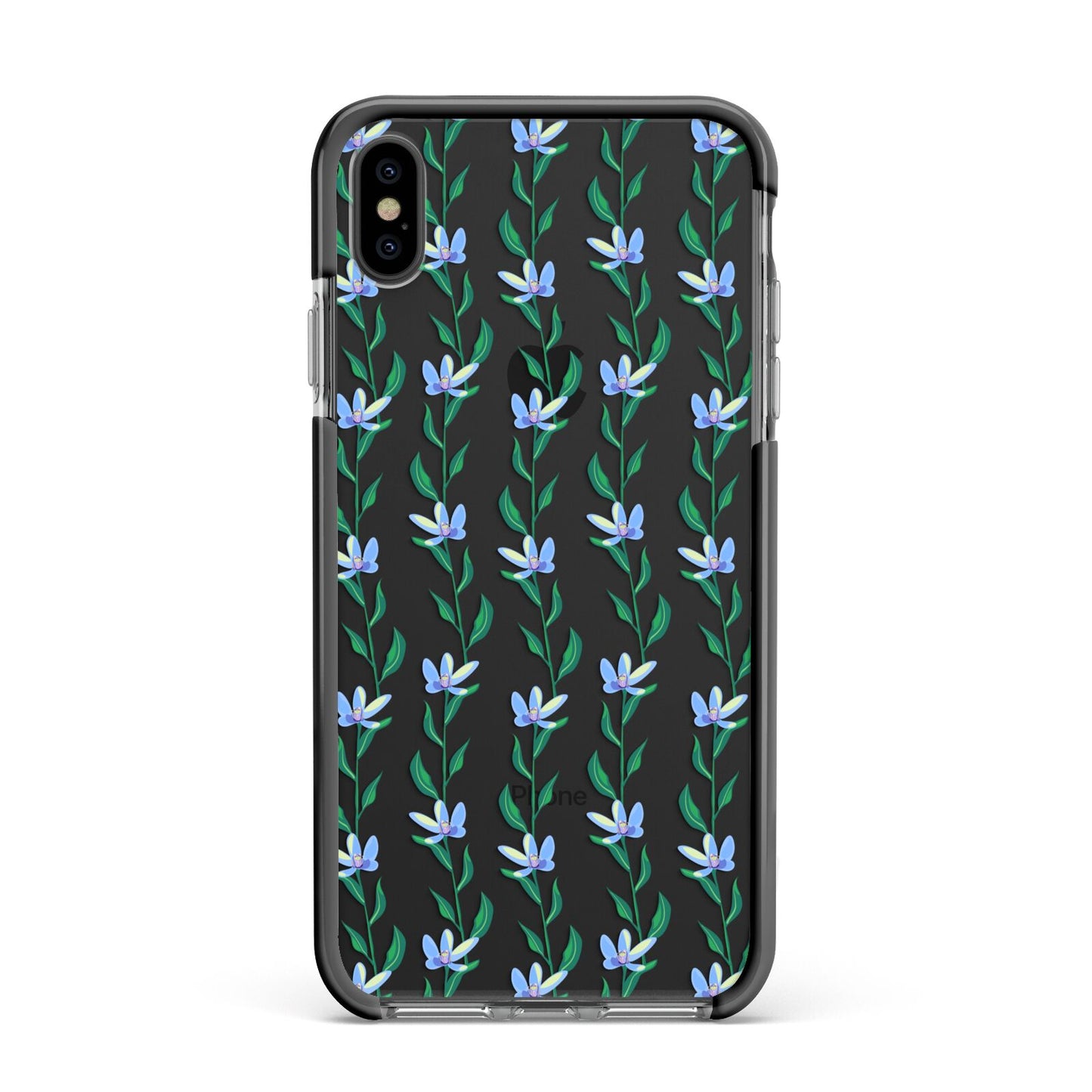 Flower Chain Apple iPhone Xs Max Impact Case Black Edge on Black Phone