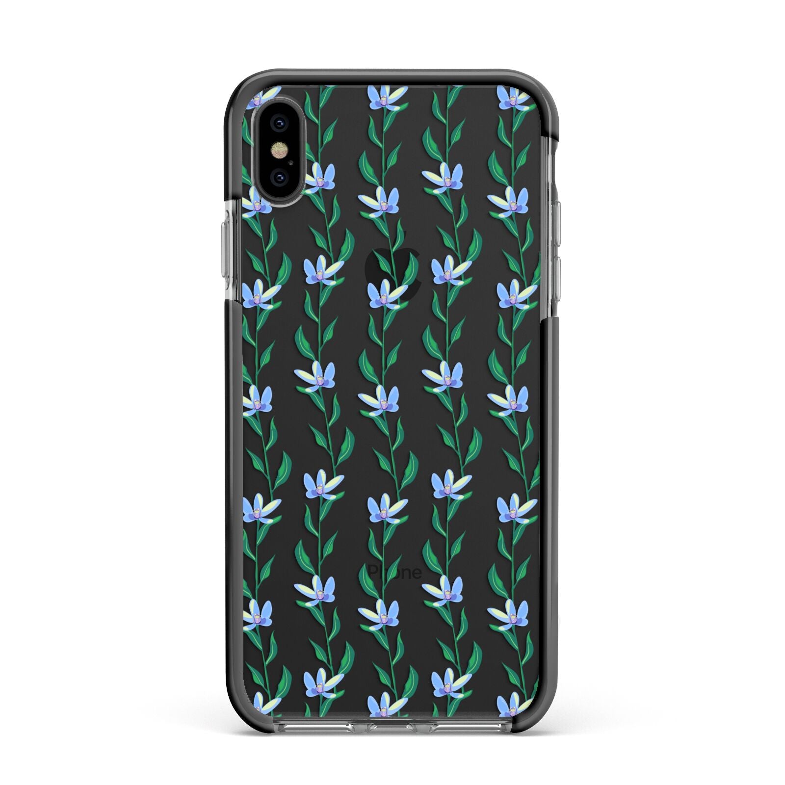 Flower Chain Apple iPhone Xs Max Impact Case Black Edge on Black Phone