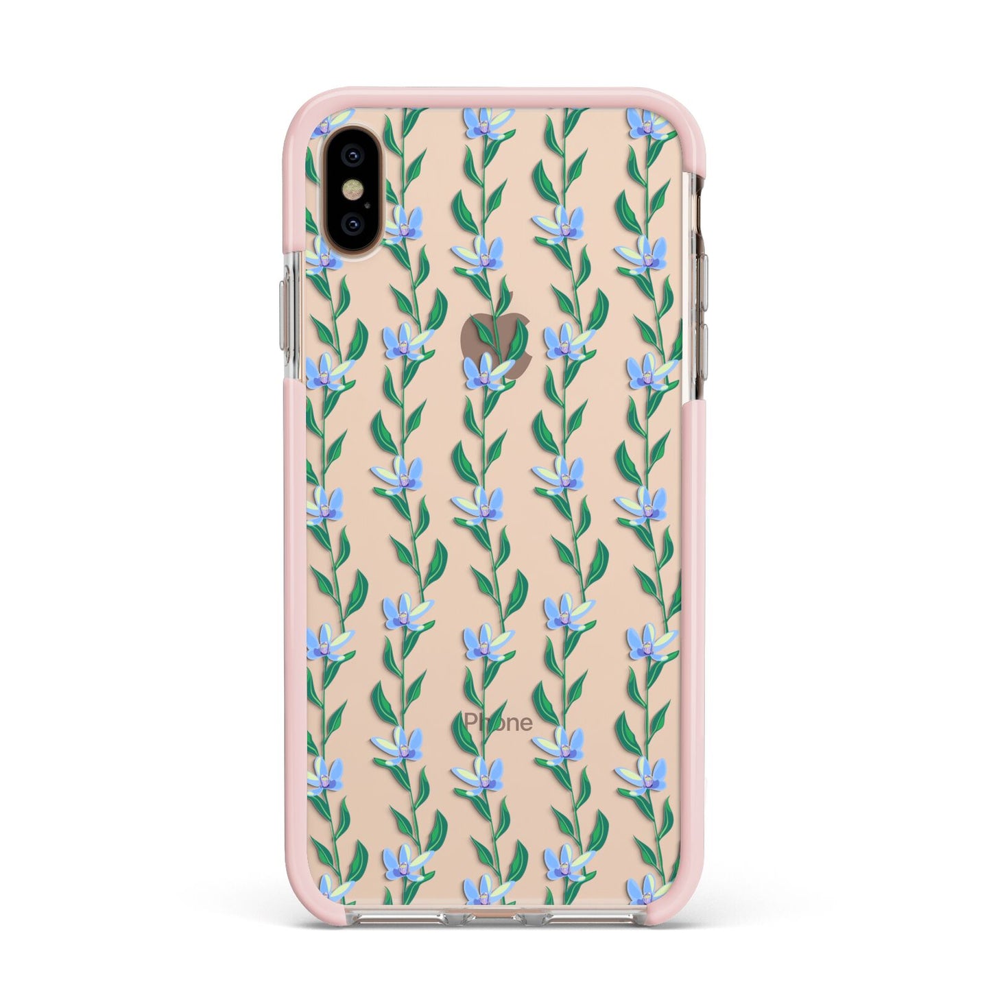 Flower Chain Apple iPhone Xs Max Impact Case Pink Edge on Gold Phone