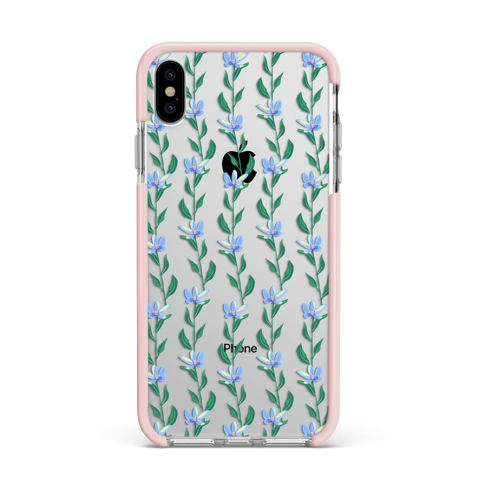 Flower Chain Apple iPhone Xs Max Impact Case Pink Edge on Silver Phone
