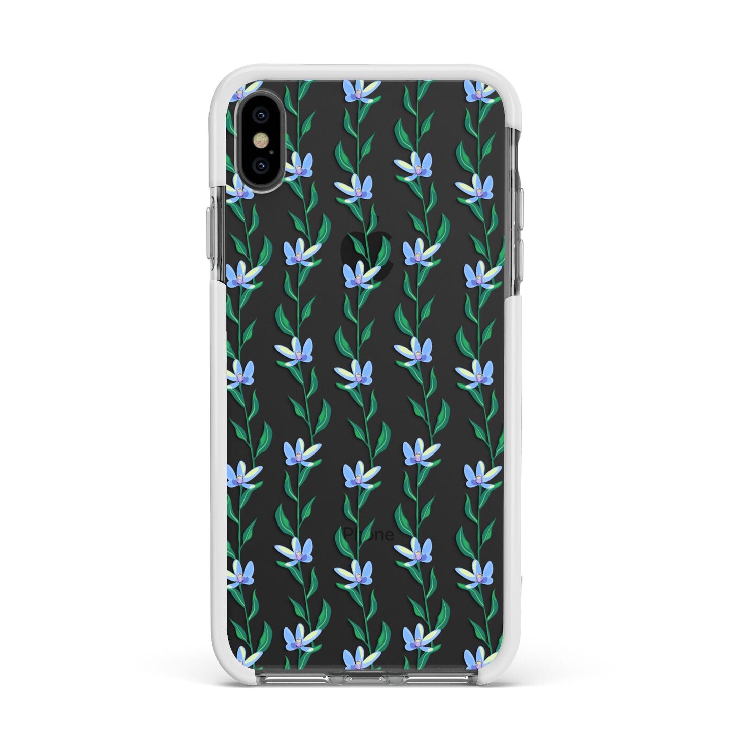 Flower Chain Apple iPhone Xs Max Impact Case White Edge on Black Phone