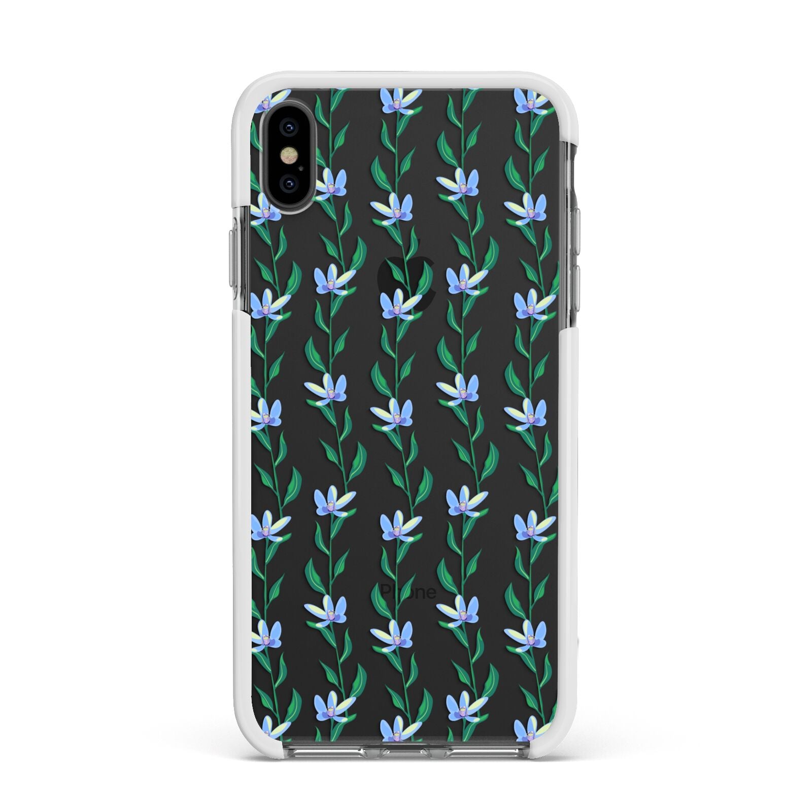 Flower Chain Apple iPhone Xs Max Impact Case White Edge on Black Phone