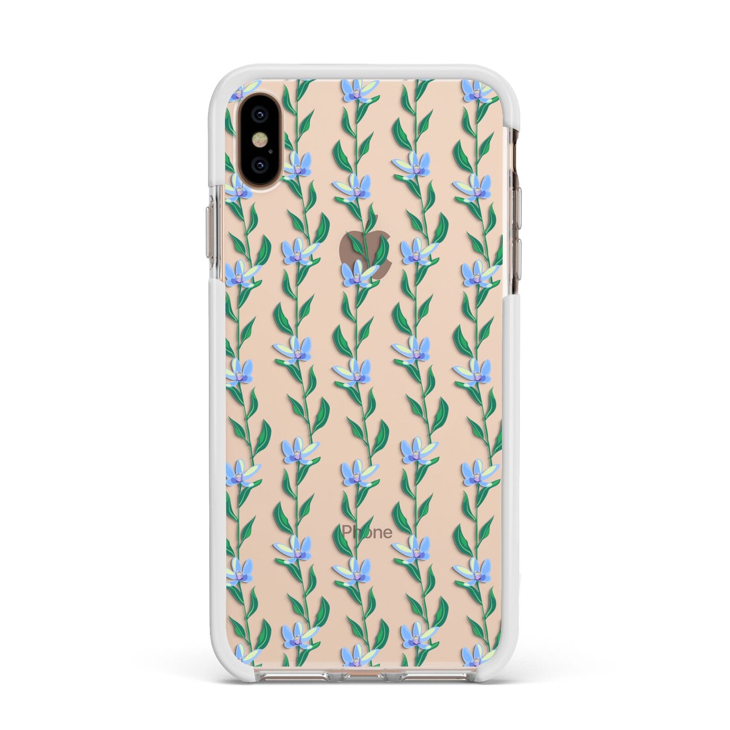 Flower Chain Apple iPhone Xs Max Impact Case White Edge on Gold Phone