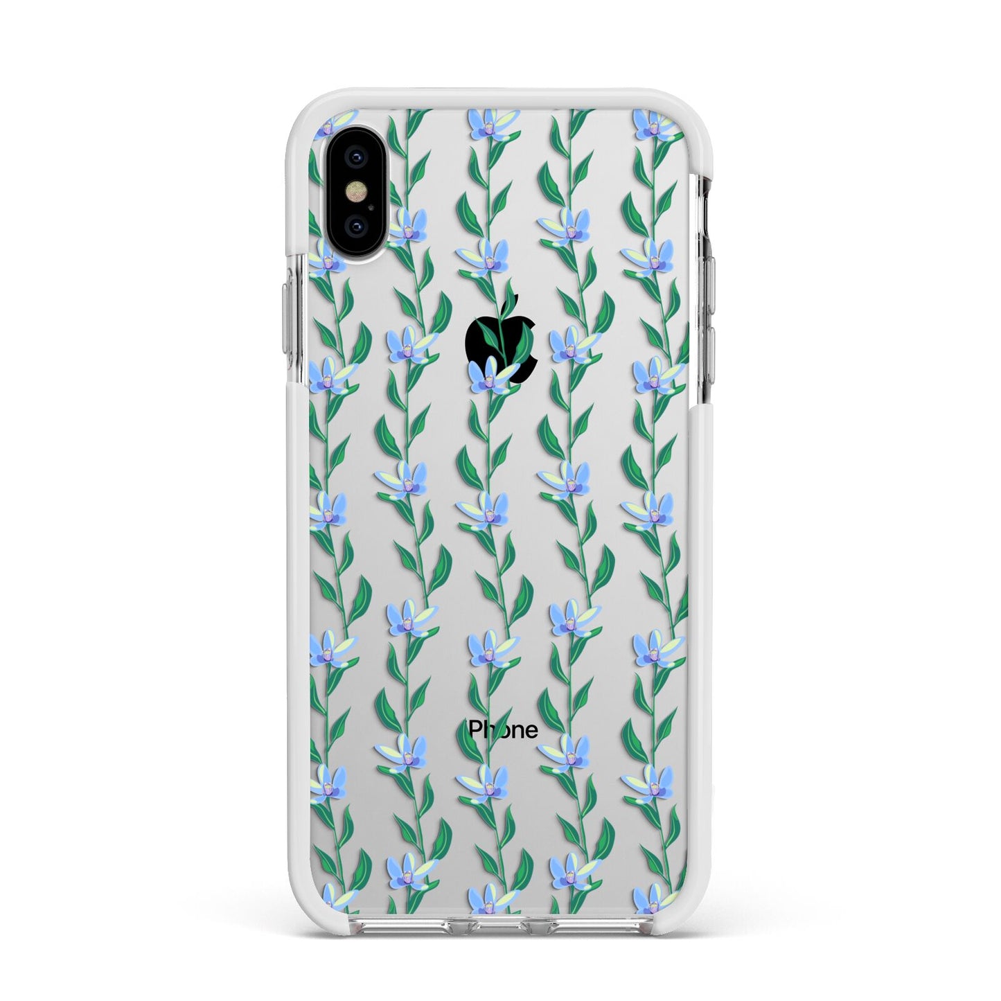Flower Chain Apple iPhone Xs Max Impact Case White Edge on Silver Phone