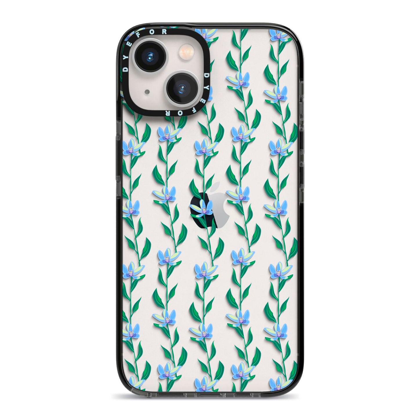 Flower Chain iPhone 13 Black Impact Case on Silver phone