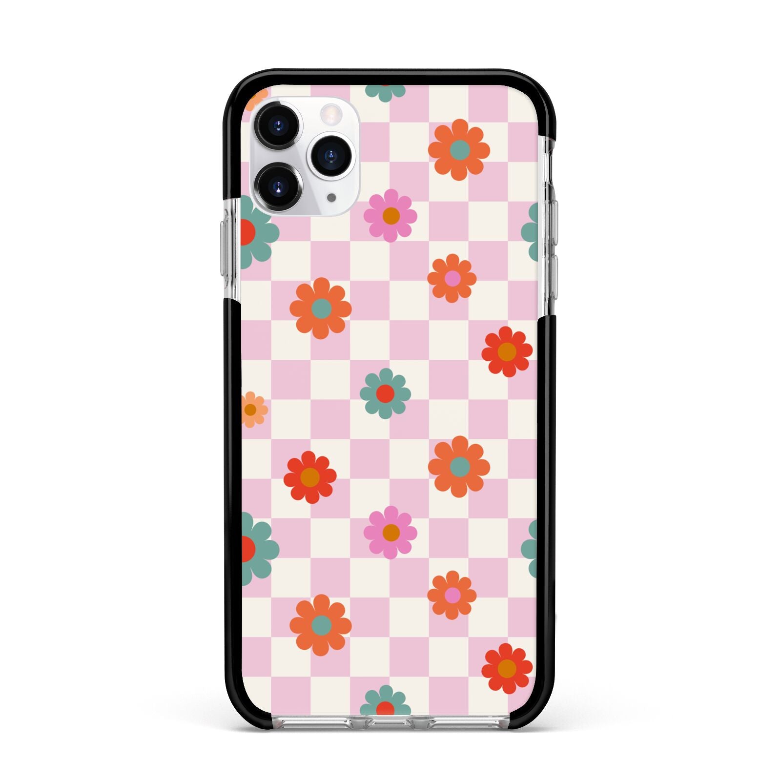 Flower Power Apple iPhone 11 Pro Max in Silver with Black Impact Case