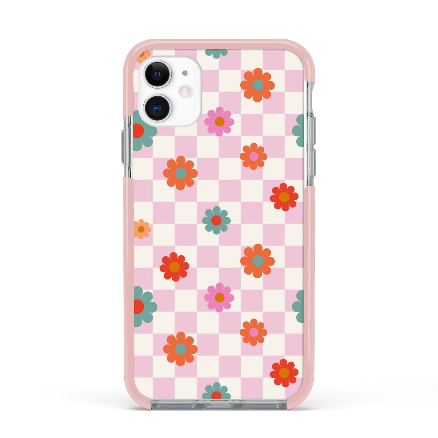 Flower Power Apple iPhone 11 in White with Pink Impact Case