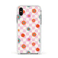 Flower Power Apple iPhone Xs Impact Case White Edge on Silver Phone