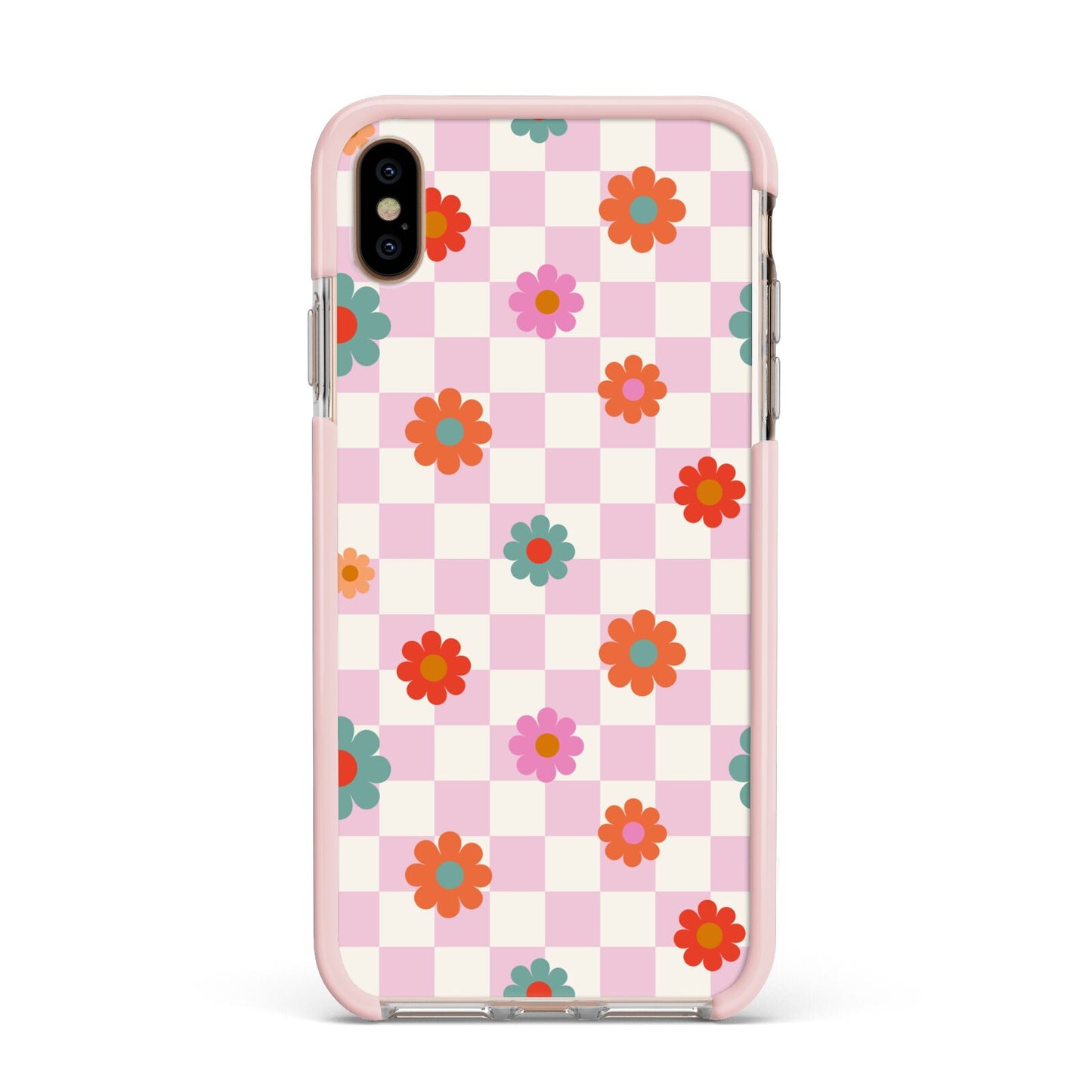 Flower Power Apple iPhone Xs Max Impact Case Pink Edge on Gold Phone