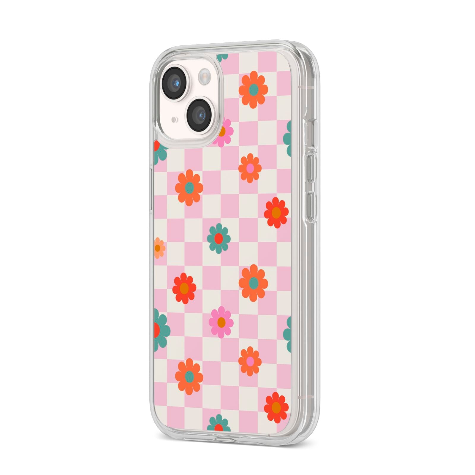 Flower Power iPhone 14 Clear Tough Case Starlight Angled Image