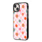 Flower Power iPhone 14 Plus Black Impact Case Side Angle on Silver phone