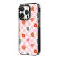 Flower Power iPhone 14 Pro Black Impact Case Side Angle on Silver phone