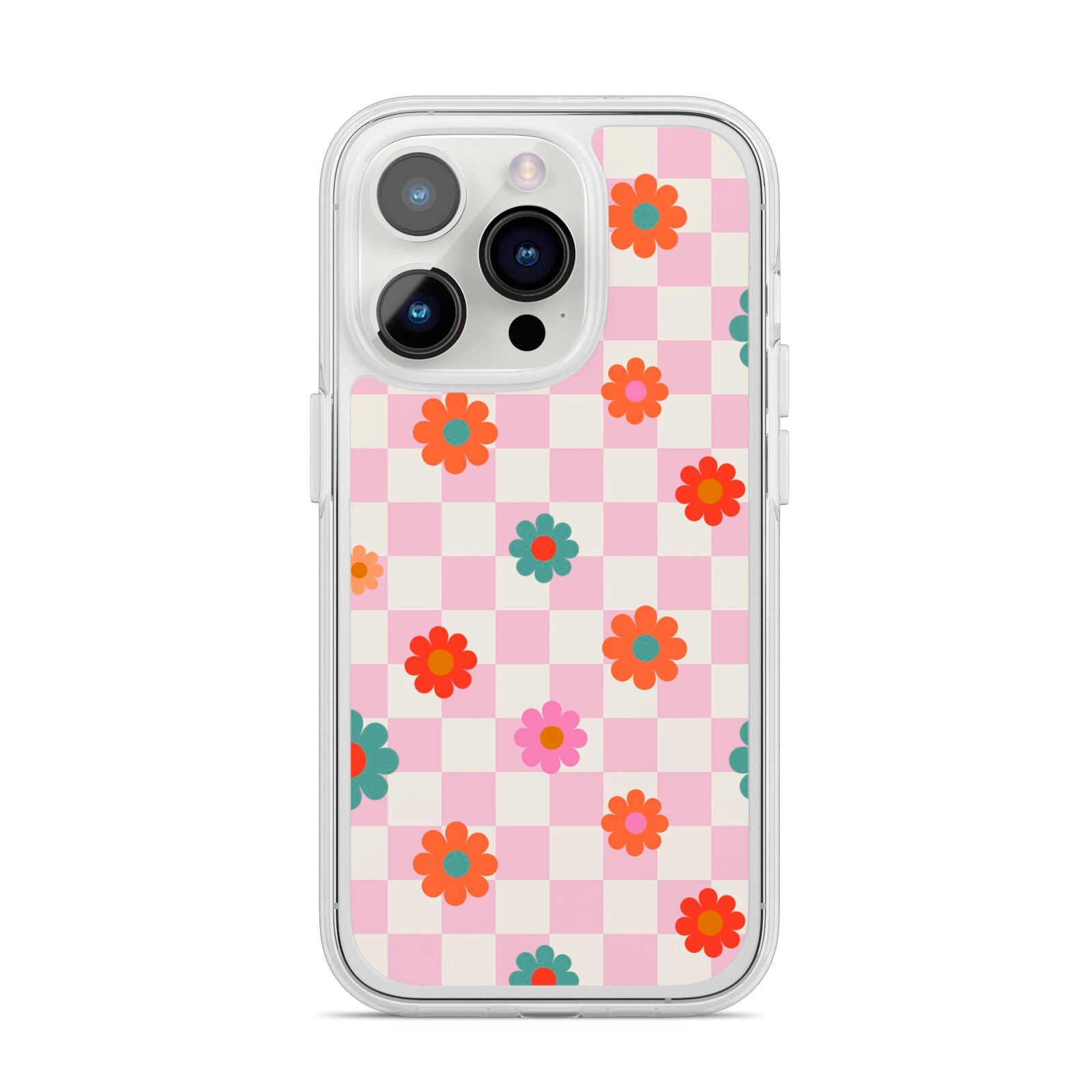 Flower Power iPhone 14 Pro Clear Tough Case Silver