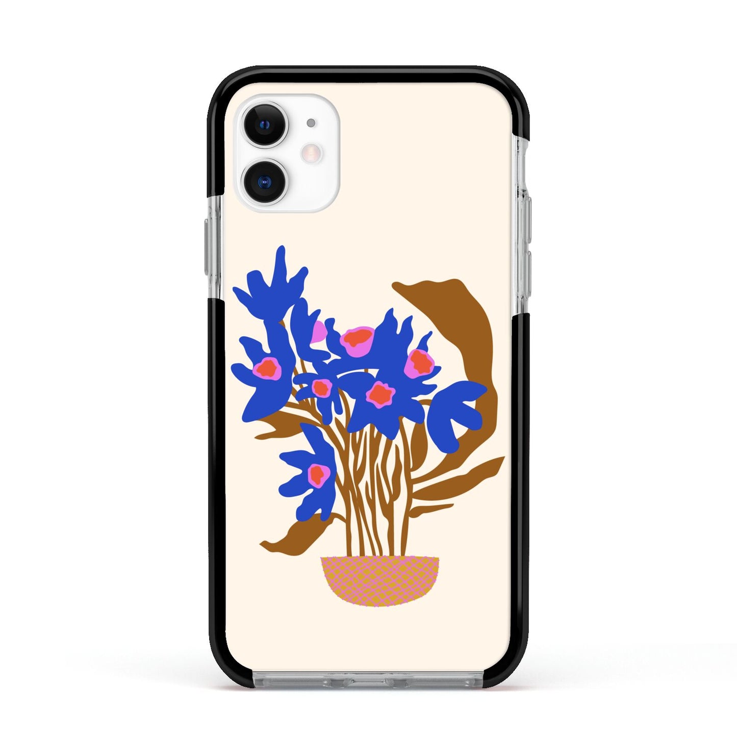 Flowers in a Vase Apple iPhone 11 in White with Black Impact Case
