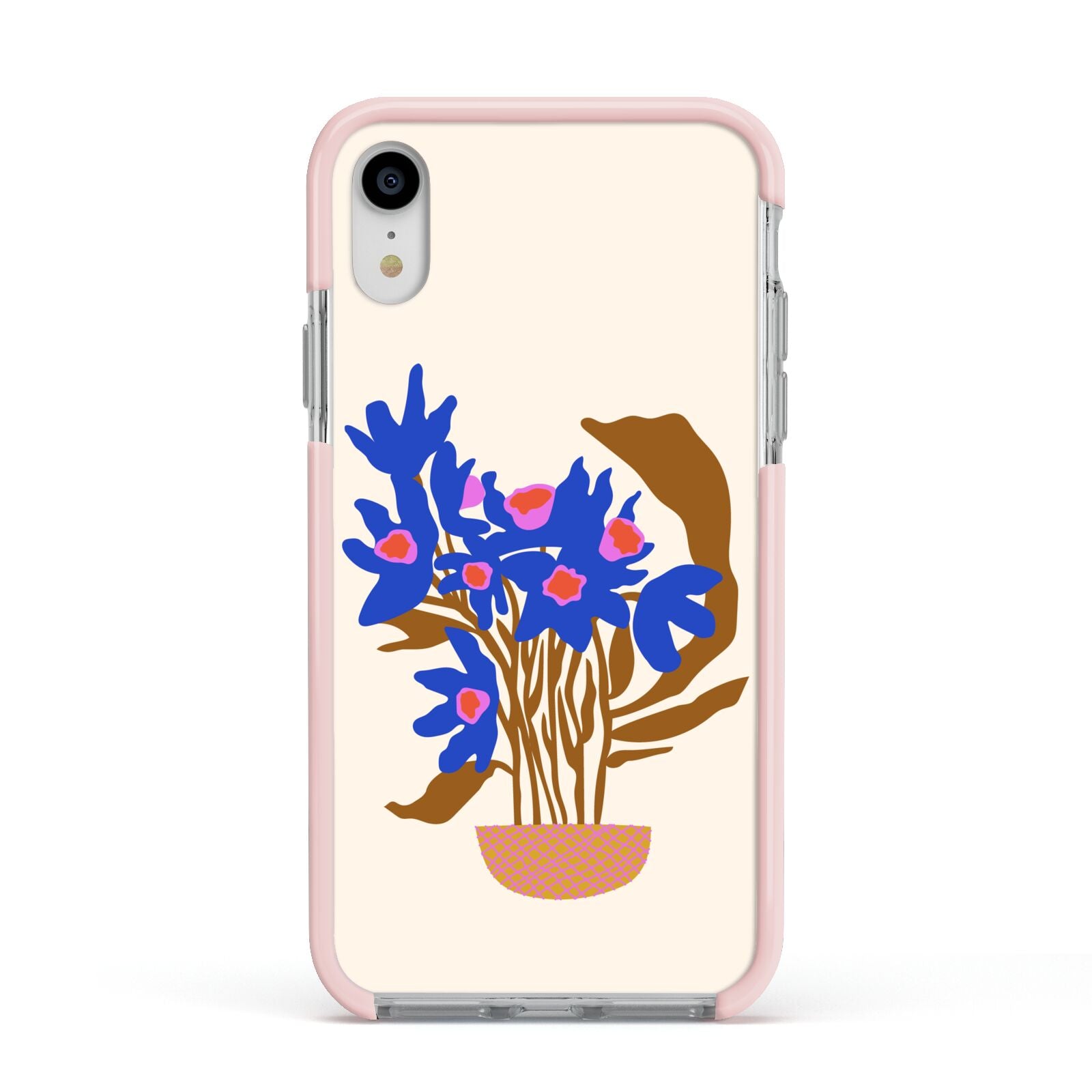 Flowers in a Vase Apple iPhone XR Impact Case Pink Edge on Silver Phone