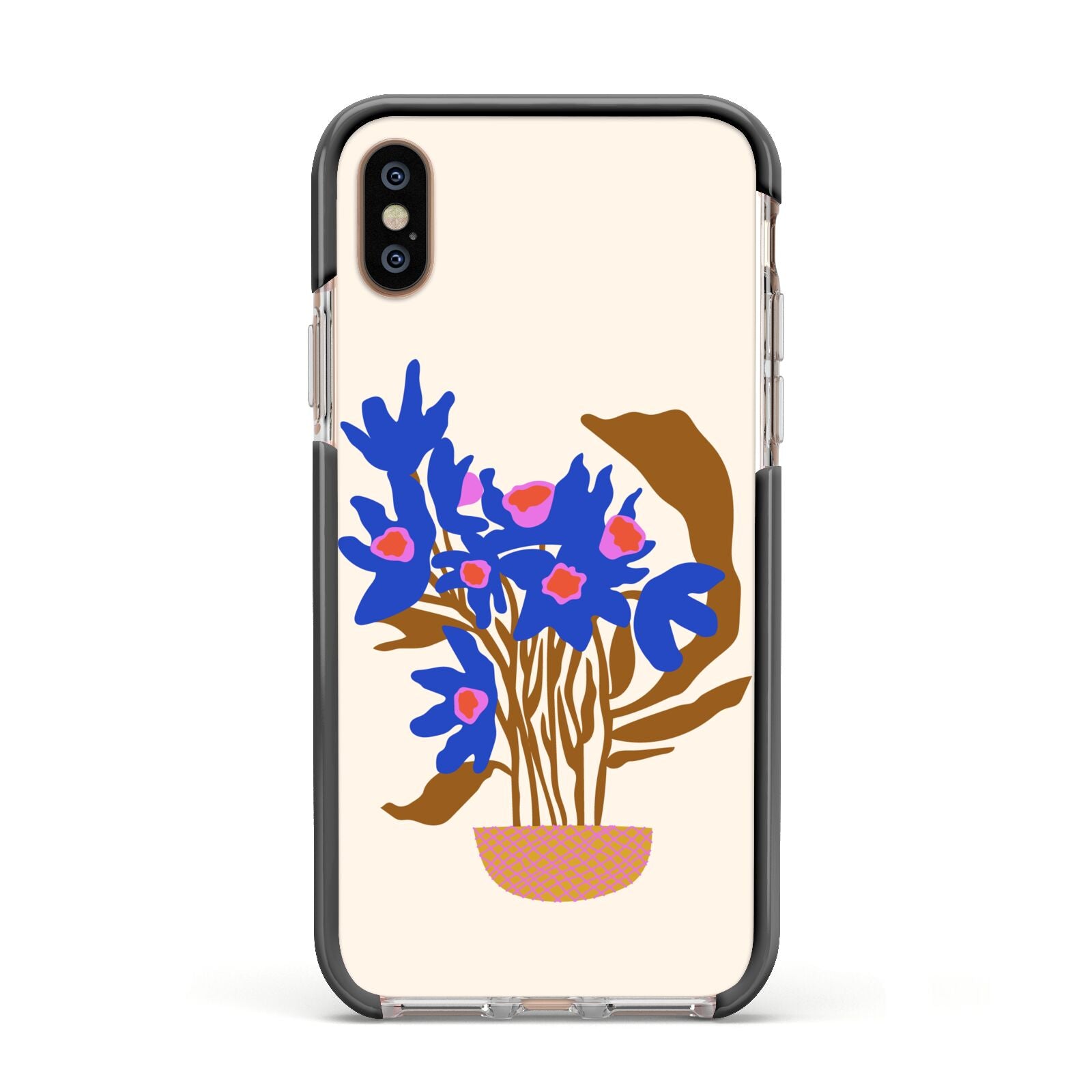 Flowers in a Vase Apple iPhone Xs Impact Case Black Edge on Gold Phone