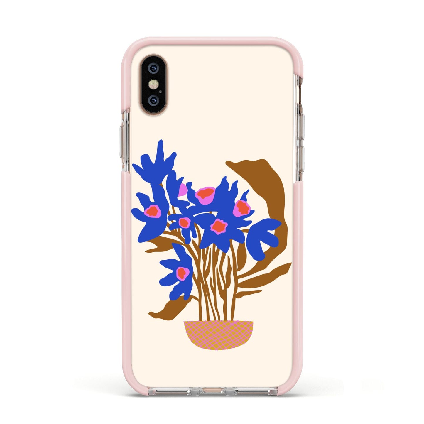 Flowers in a Vase Apple iPhone Xs Impact Case Pink Edge on Gold Phone