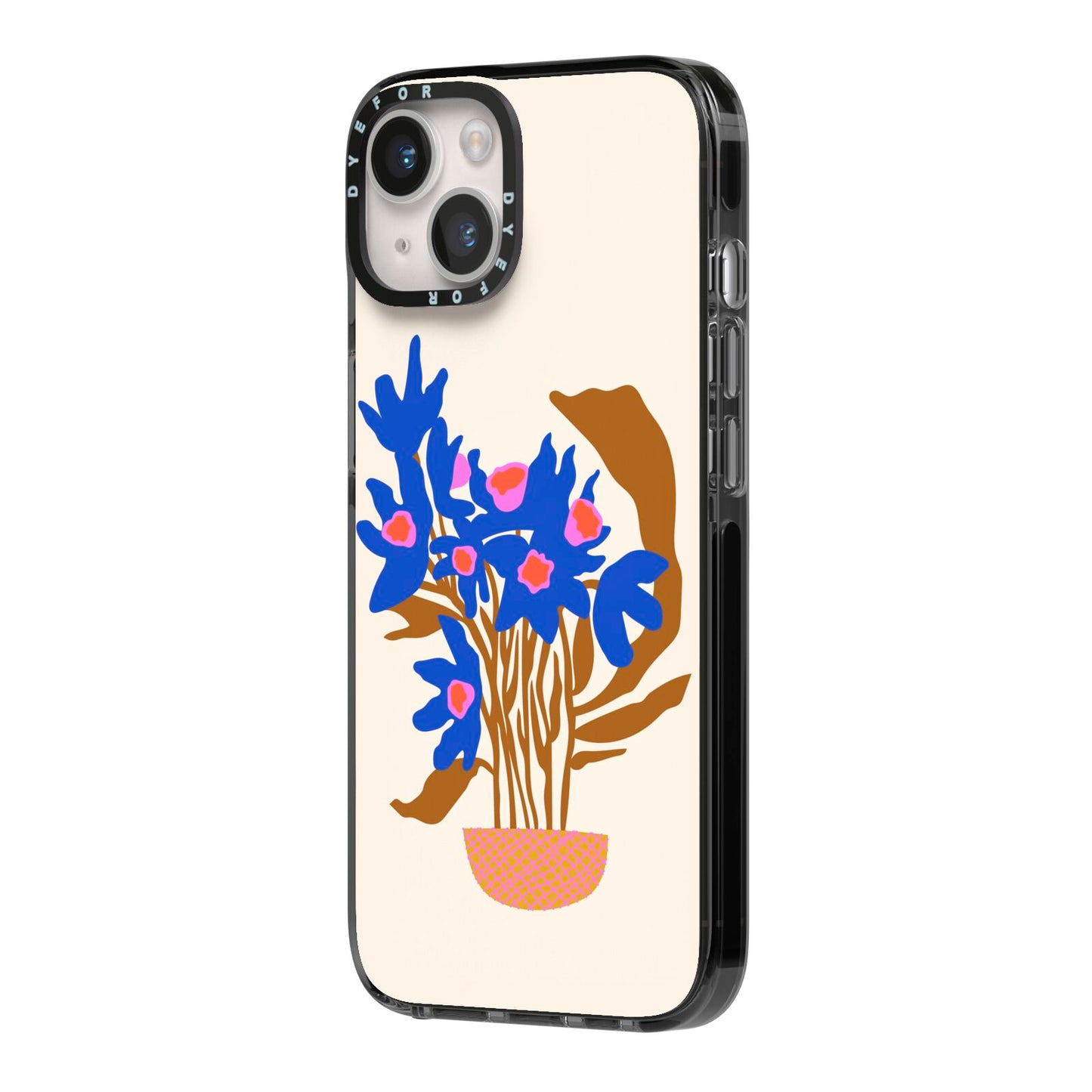 Flowers in a Vase iPhone 14 Black Impact Case Side Angle on Silver phone