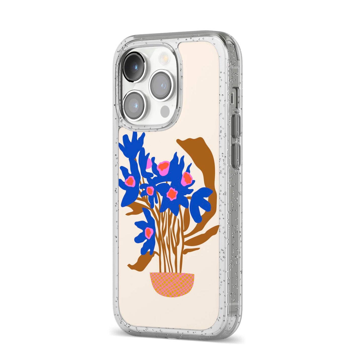 Flowers in a Vase iPhone 14 Pro Glitter Tough Case Silver Angled Image