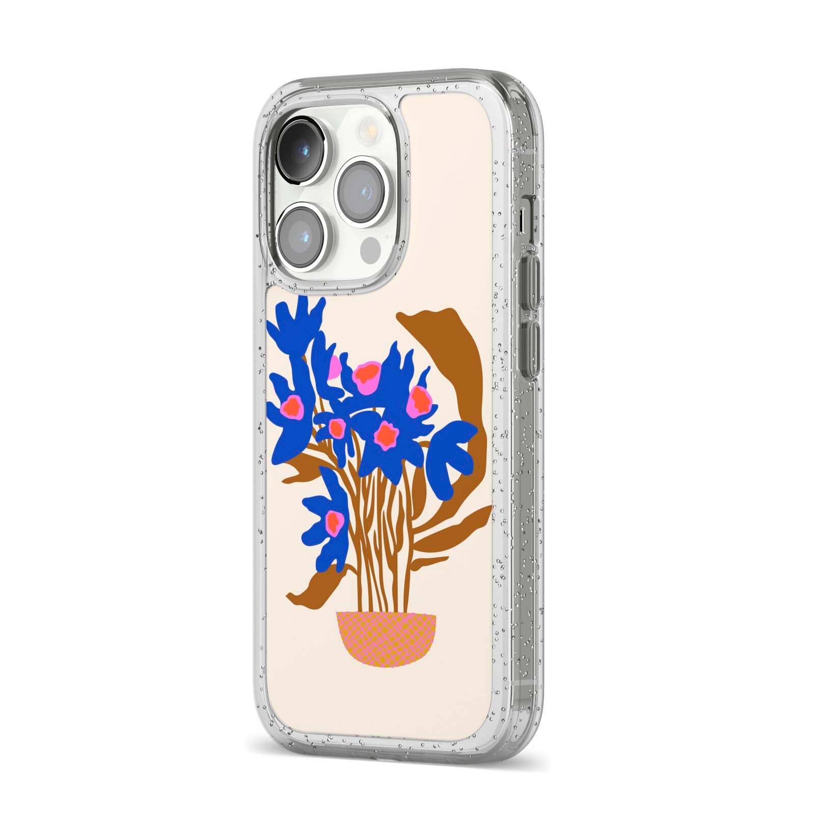 Flowers in a Vase iPhone 14 Pro Glitter Tough Case Silver Angled Image