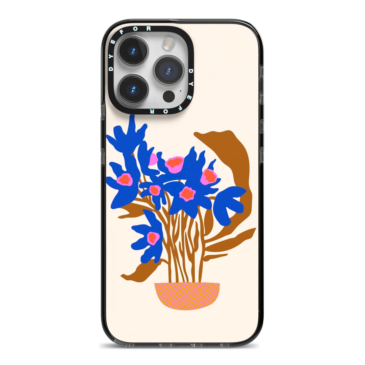 Flowers in a Vase iPhone 14 Pro Max Black Impact Case on Silver phone