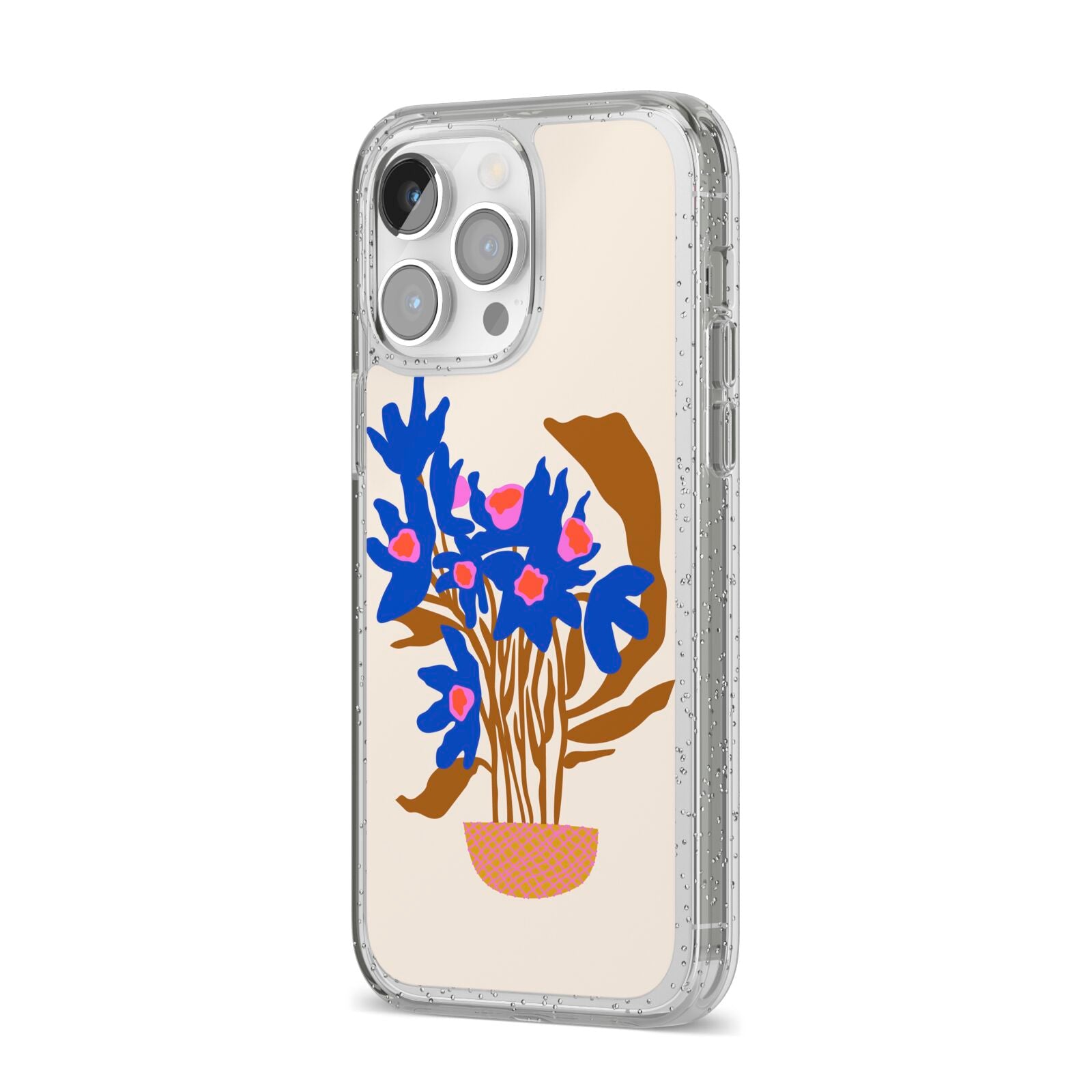 Flowers in a Vase iPhone 14 Pro Max Glitter Tough Case Silver Angled Image