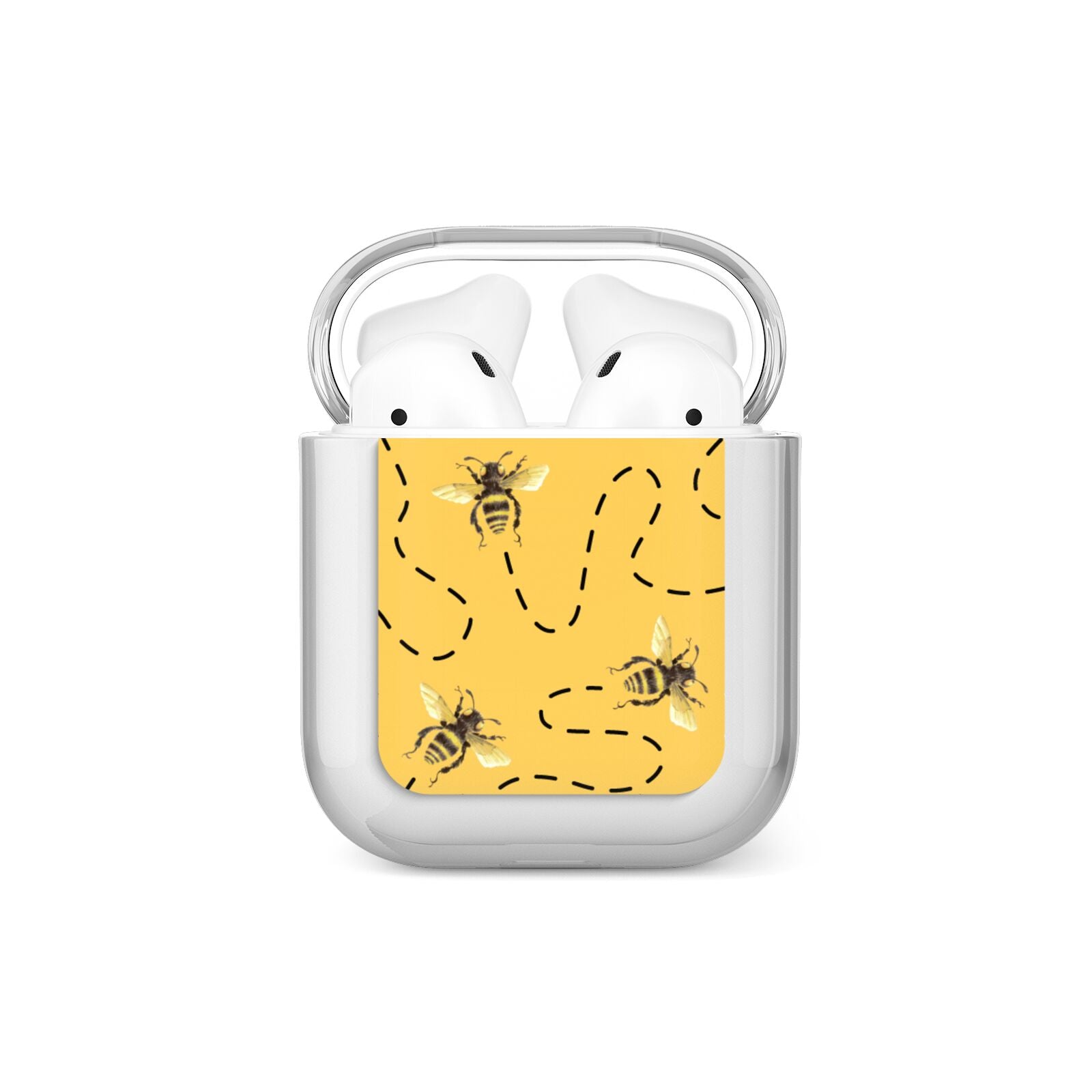 Flying Bees with Yellow Background AirPods Case