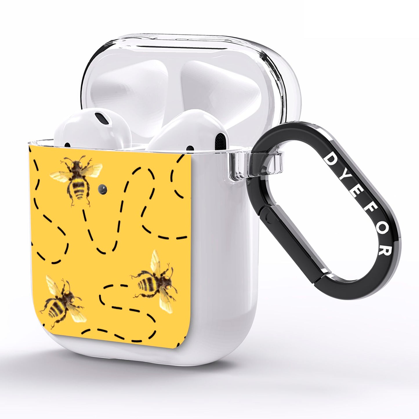 Flying Bees with Yellow Background AirPods Clear Case Side Image
