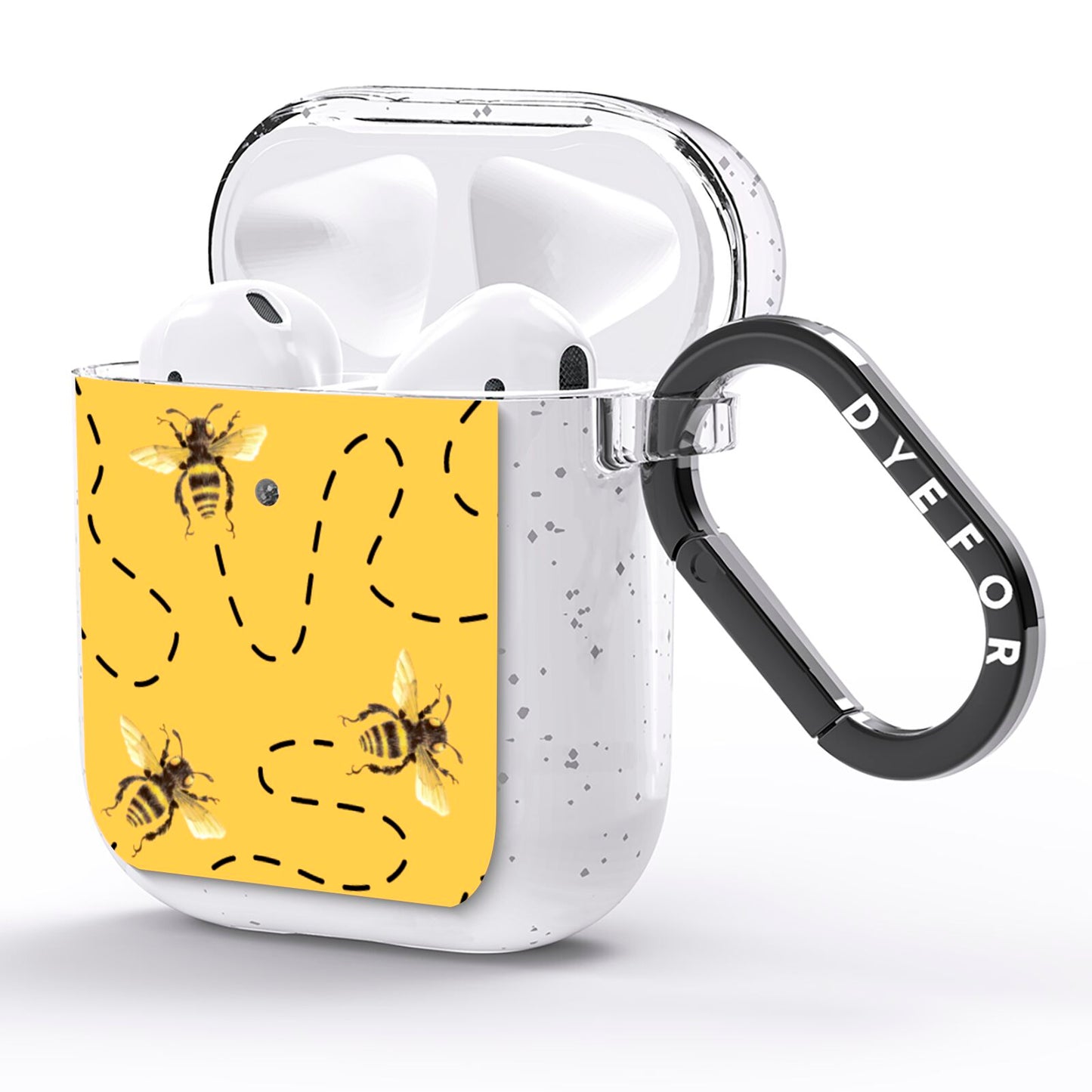 Flying Bees with Yellow Background AirPods Glitter Case Side Image