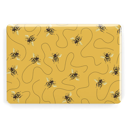 Flying Bees with Yellow Background Apple MacBook Case