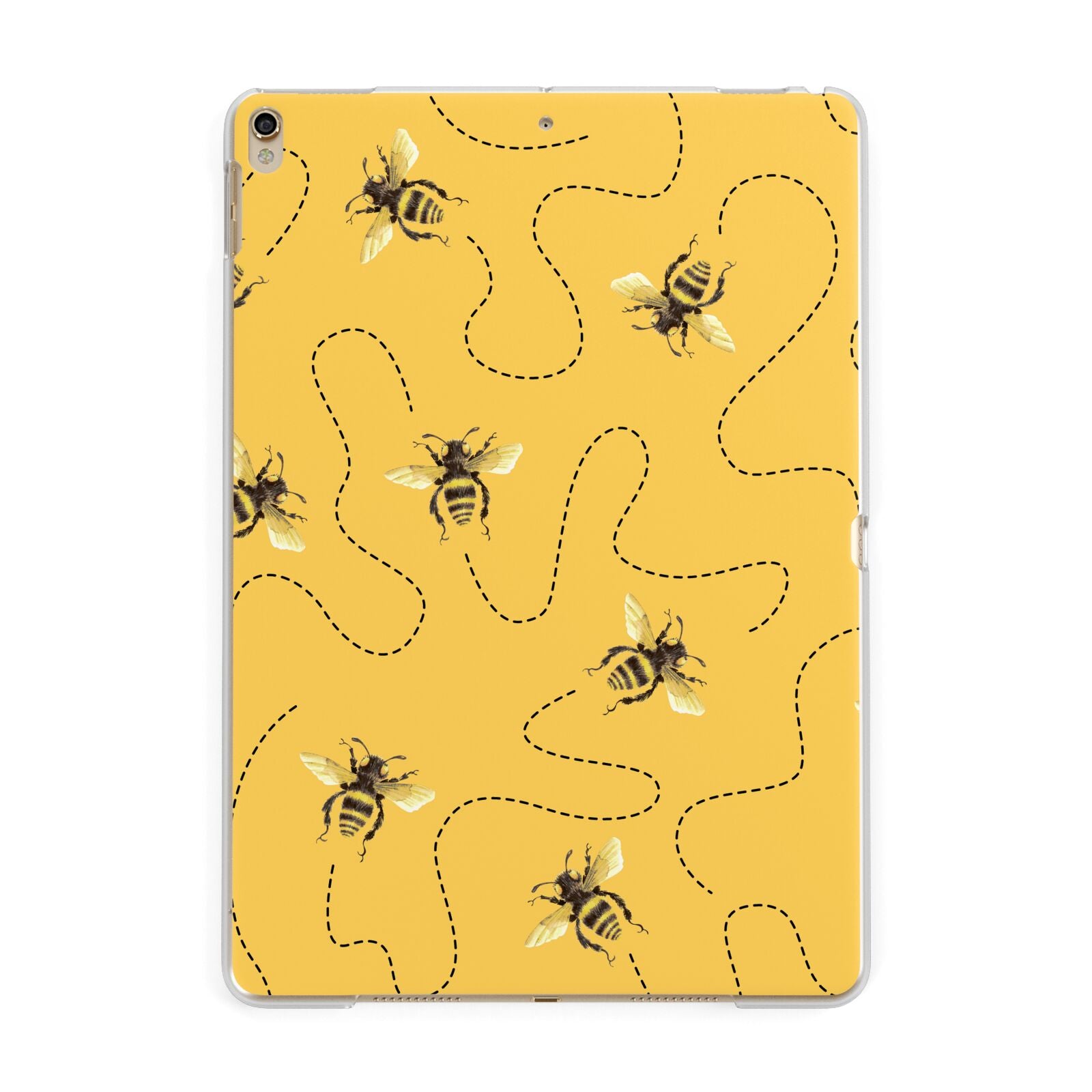 Flying Bees with Yellow Background Apple iPad Gold Case