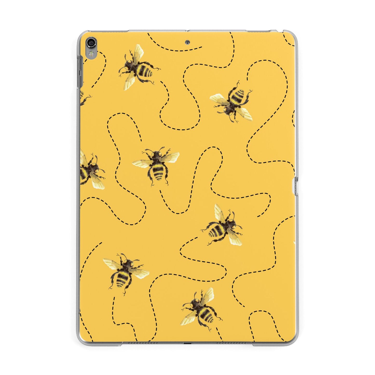 Flying Bees with Yellow Background Apple iPad Grey Case