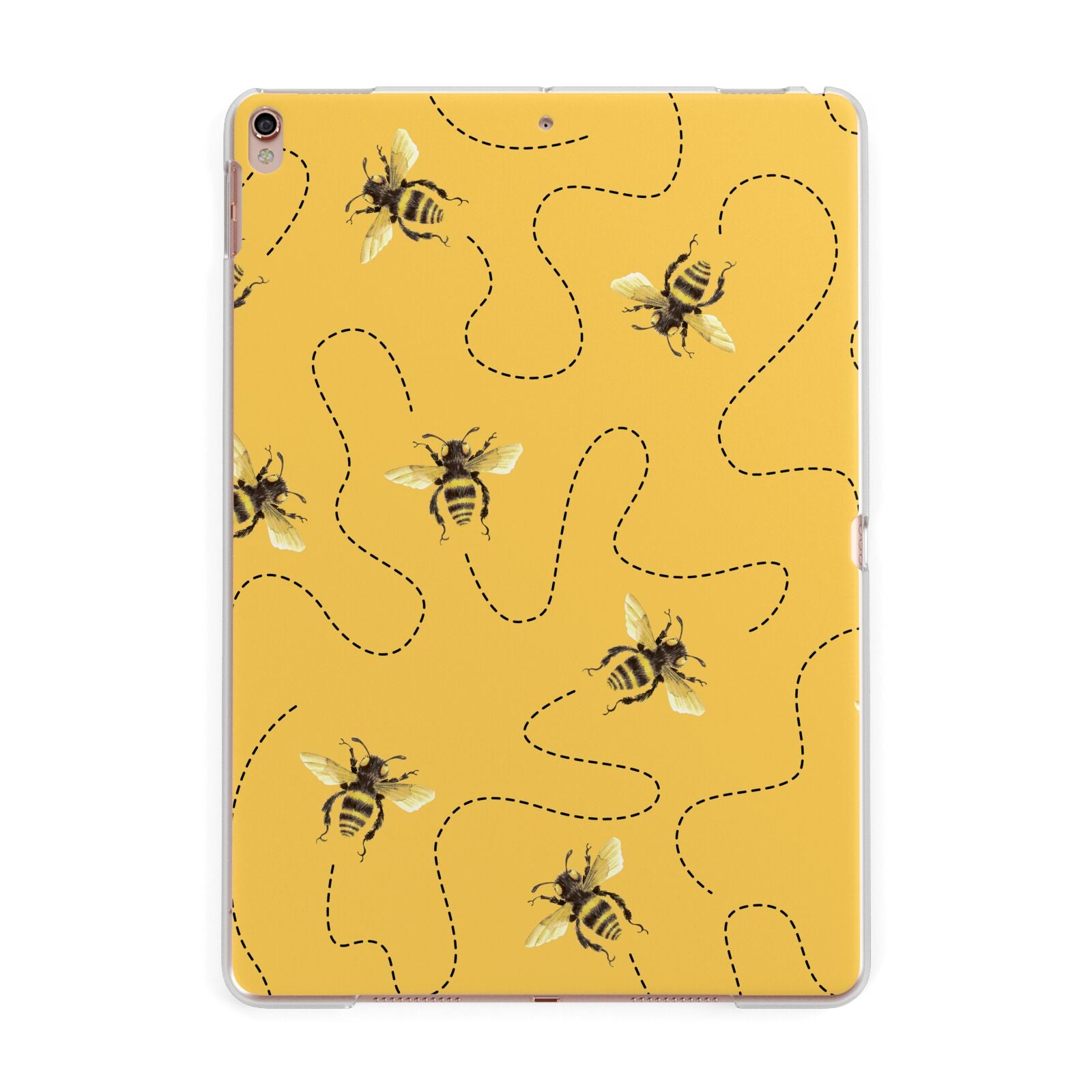 Flying Bees with Yellow Background Apple iPad Rose Gold Case
