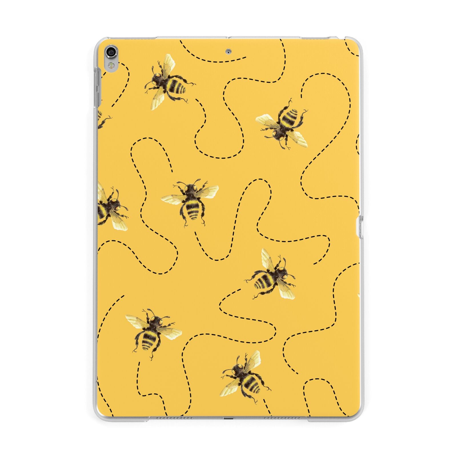 Flying Bees with Yellow Background Apple iPad Silver Case