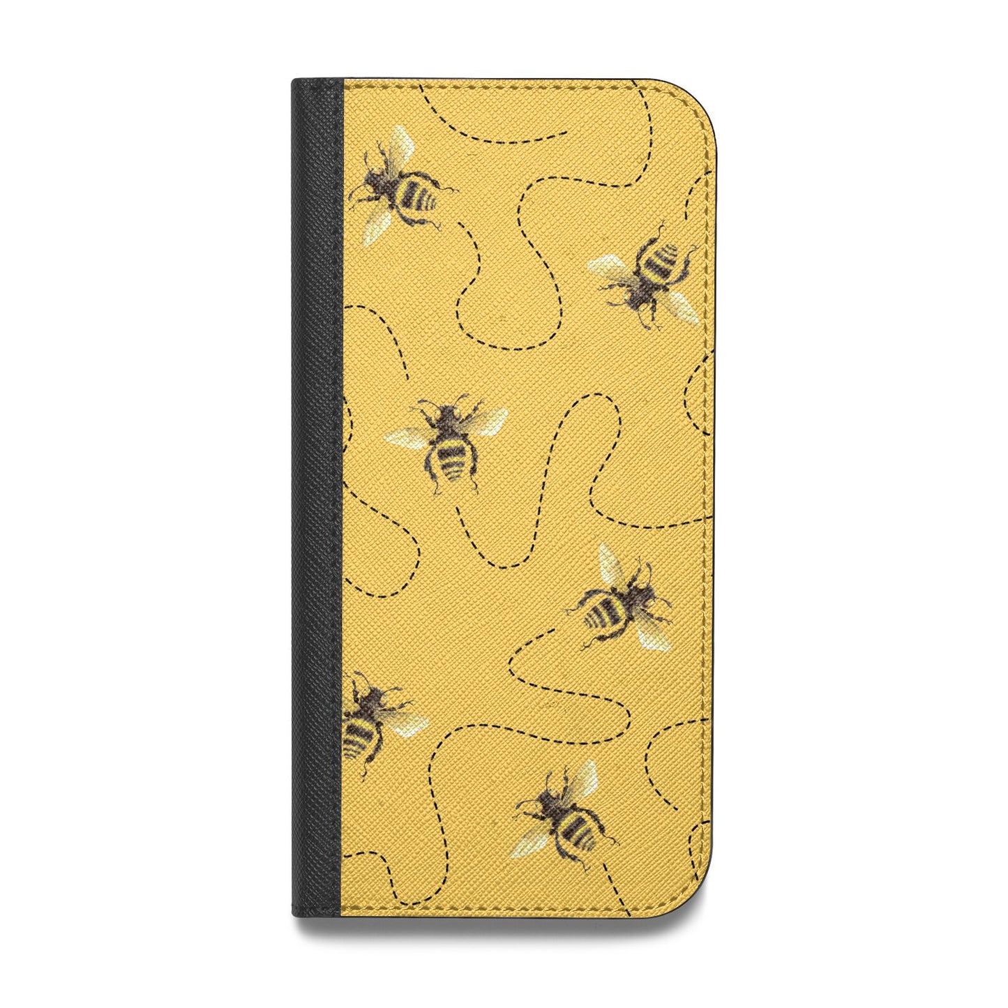 Flying Bees with Yellow Background Vegan Leather Flip Samsung Case