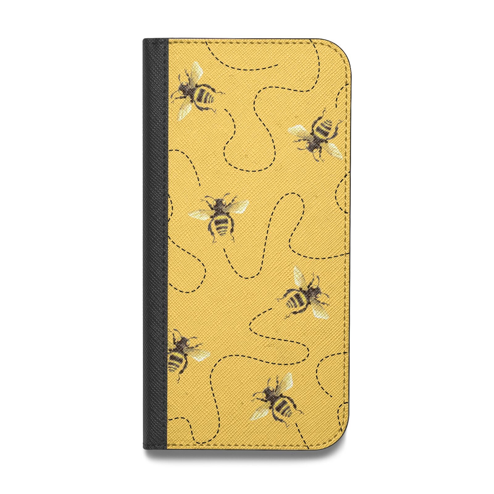 Flying Bees with Yellow Background Vegan Leather Flip Samsung Case