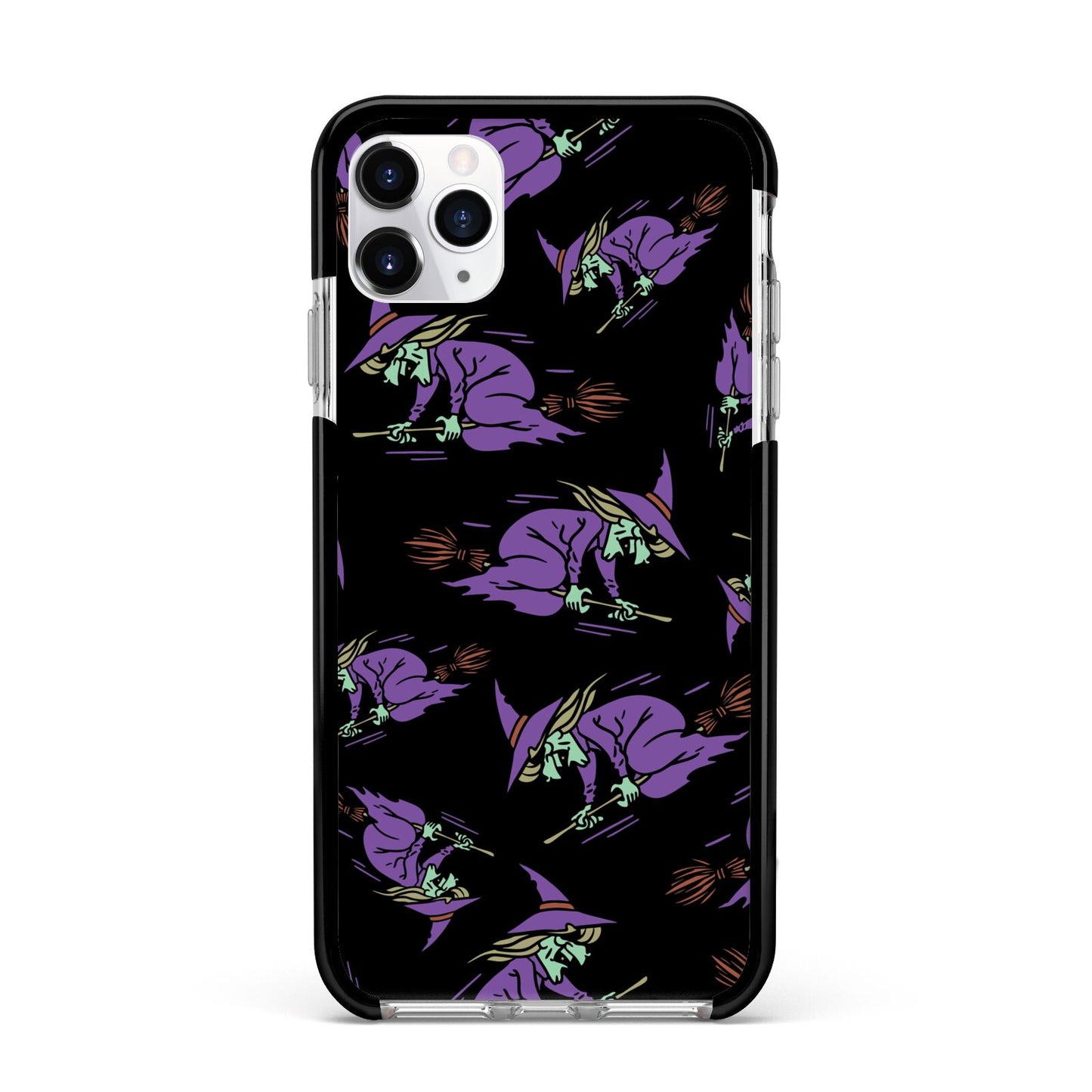 Flying Witches Apple iPhone 11 Pro Max in Silver with Black Impact Case