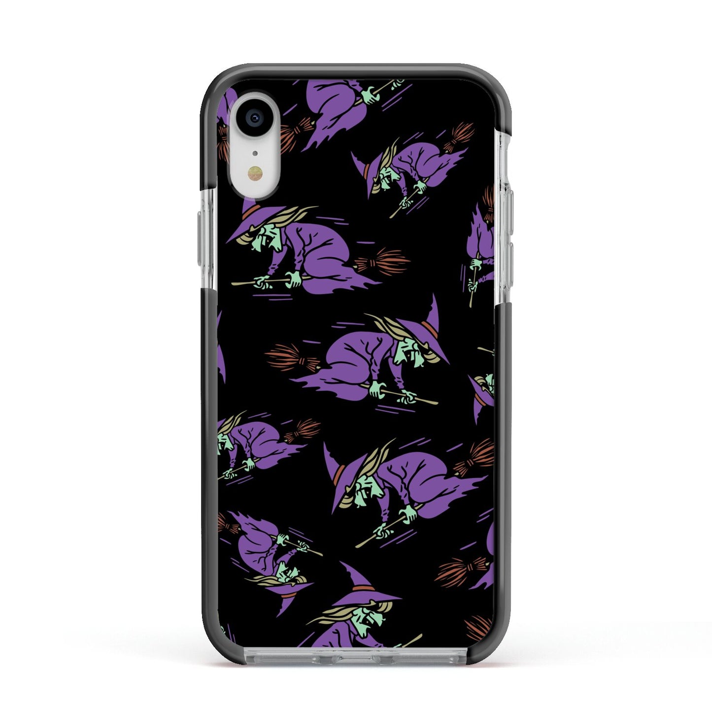 Flying Witches Apple iPhone XR Impact Case Black Edge on Silver Phone