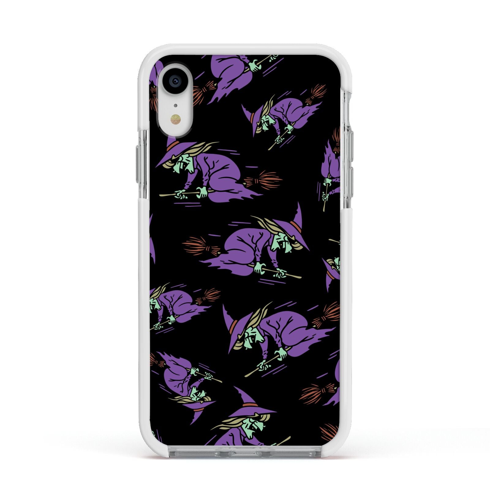 Flying Witches Apple iPhone XR Impact Case White Edge on Silver Phone