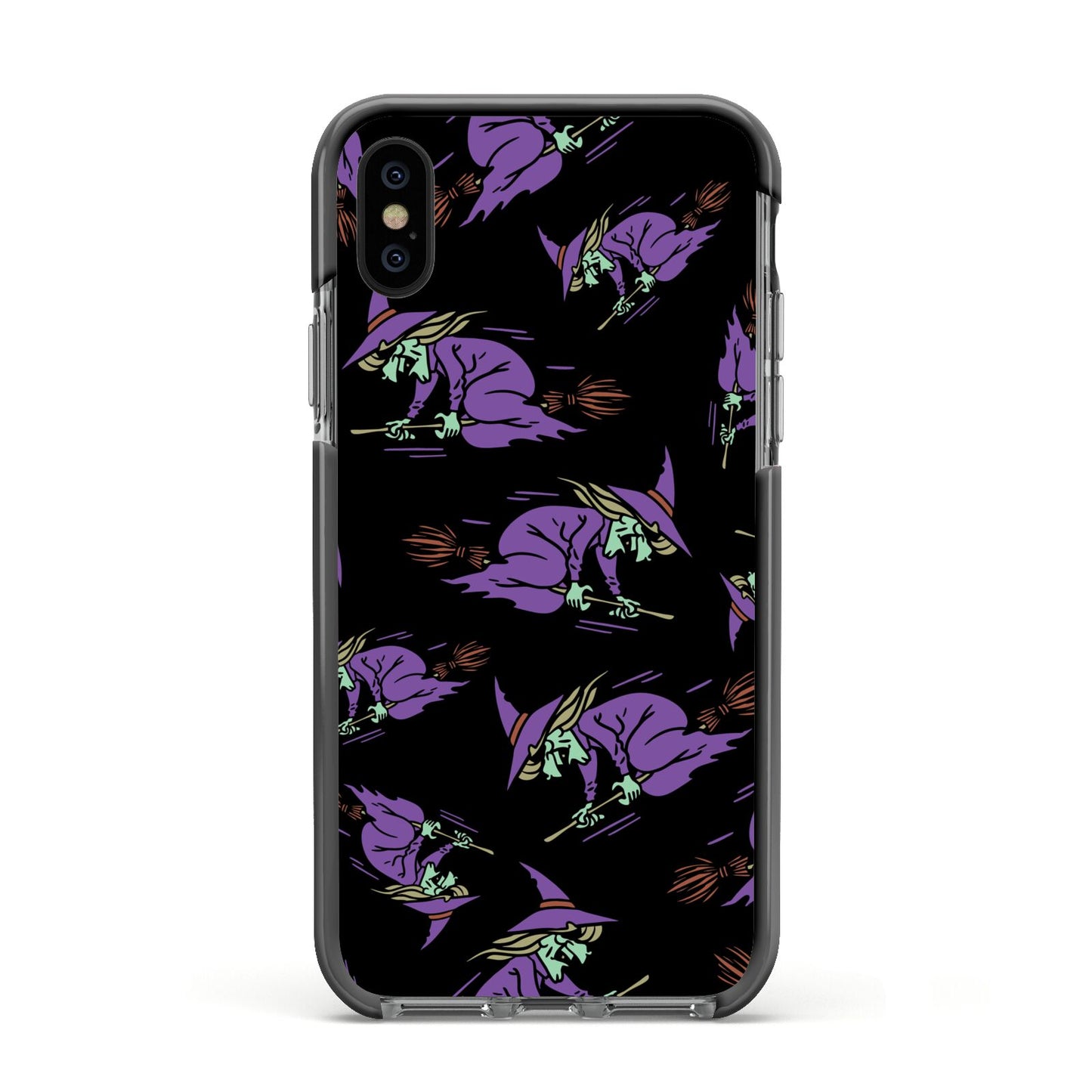 Flying Witches Apple iPhone Xs Impact Case Black Edge on Black Phone